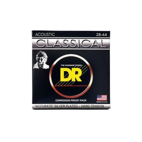 DR Classical Nylon Silver-Plated, Classical Guitar Nylon Strings, Hard Tension 28-44