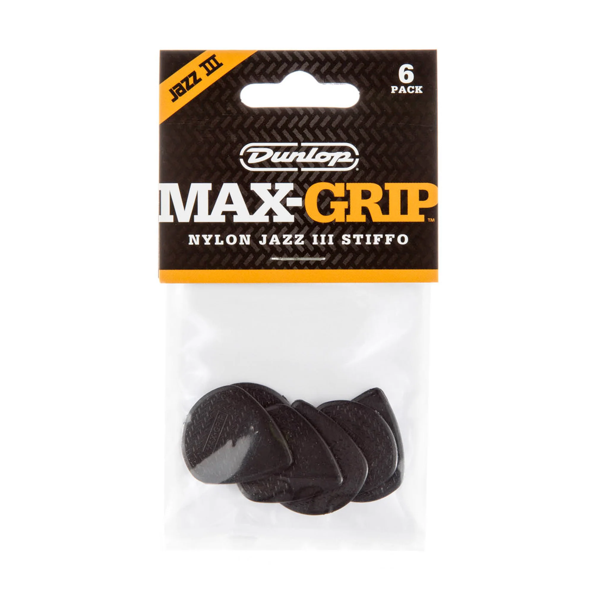 Dunlop 471P3S 6 Picks Jazz III Max Grip Black