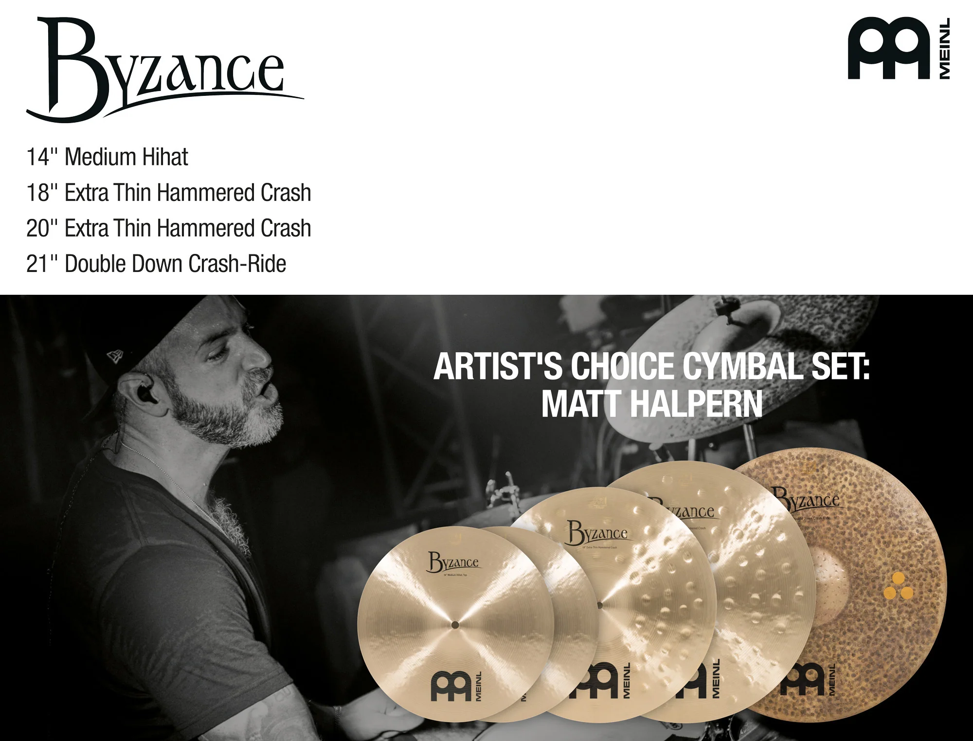 Meinl Byzance Matt Halpern A-CS2 Cymbal Set - Image 4