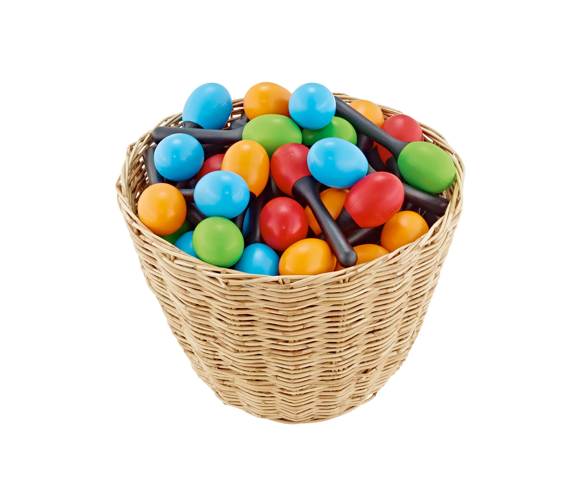 BASKET OF 48 NINO PLASTIC OVAL MARACAS