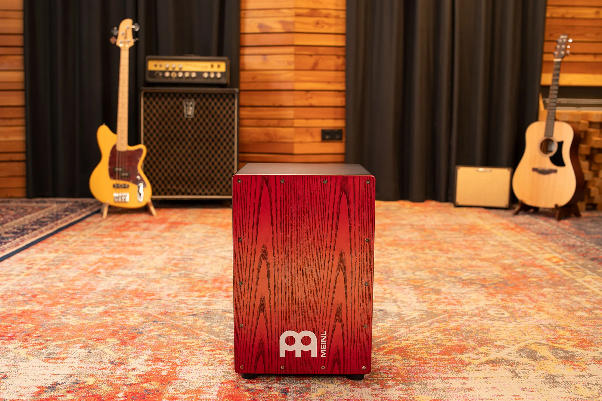 Meinl MCAJ100BK-TRF Snare Cajon Headliner Red Fade - Image 7